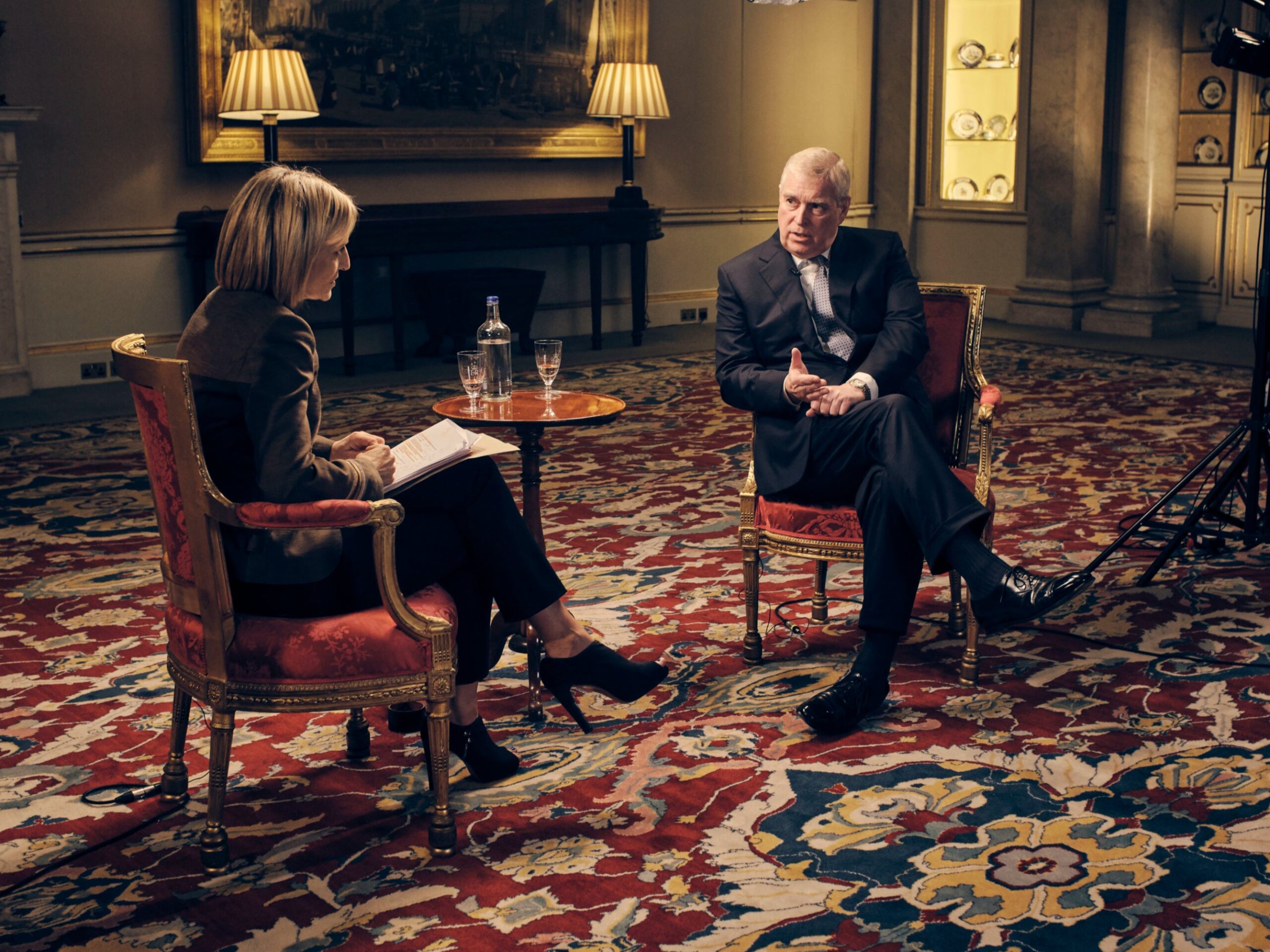 The former Duke of York speaking about his links to Epstein in an interview with BBC Newsnight's Emily Maitlis