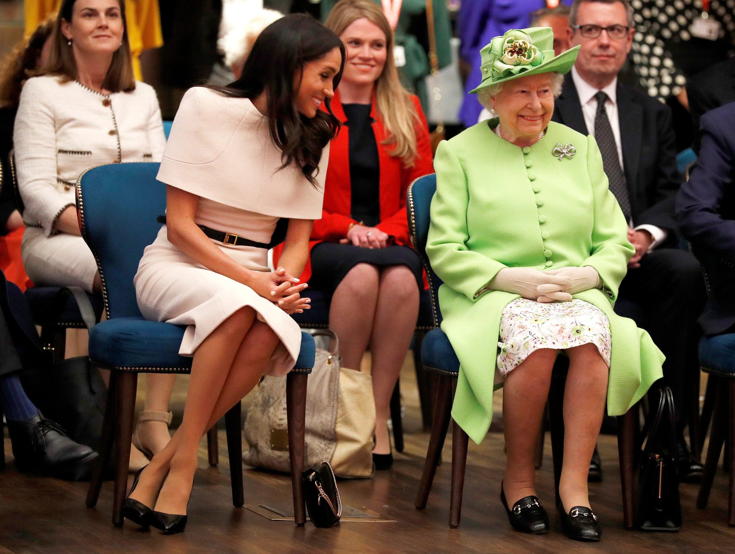 Queen Elizabeth II and the Duchess of Sussex during a visit to Chester in 2018