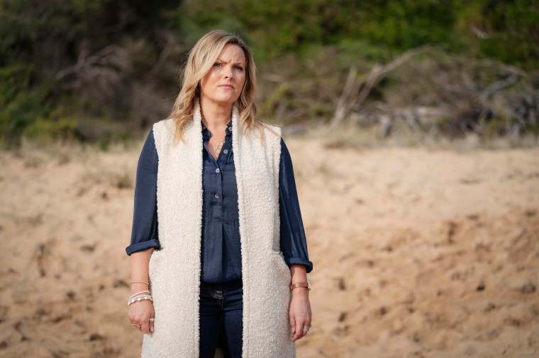 Alison (Jo Joyner) is concerned when Sean is late returning from his usual morning surf. (Photo: Channel 5)