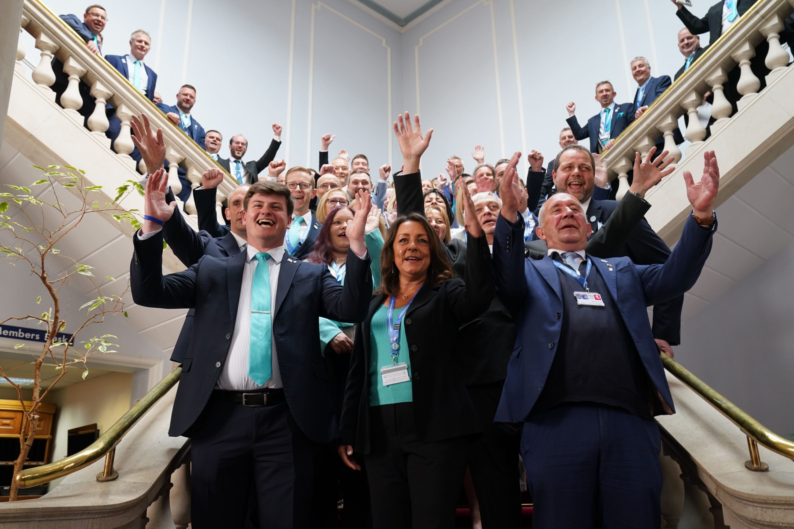 Linden Kemkaran (front centre), leader of the Reform UK Kent County Council group, with the Reform UK councillors