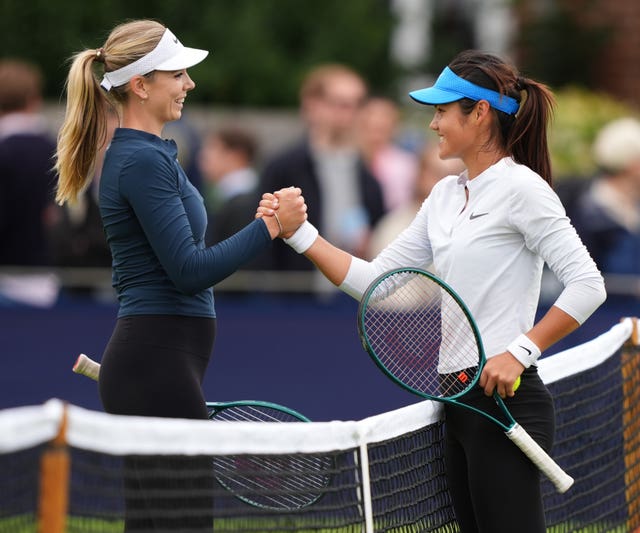 Emma Raducanu, right, and Katie Boulter