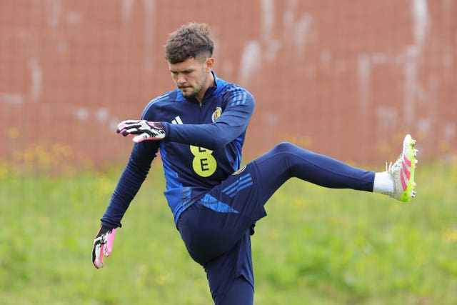 Cieran Slicker during a training session at Lesser Hampden,