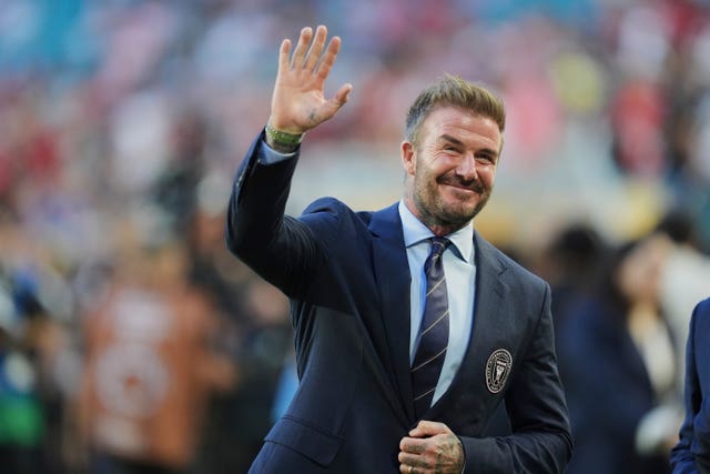 Inter Miami co-owner David Beckham acknowledges the crowd