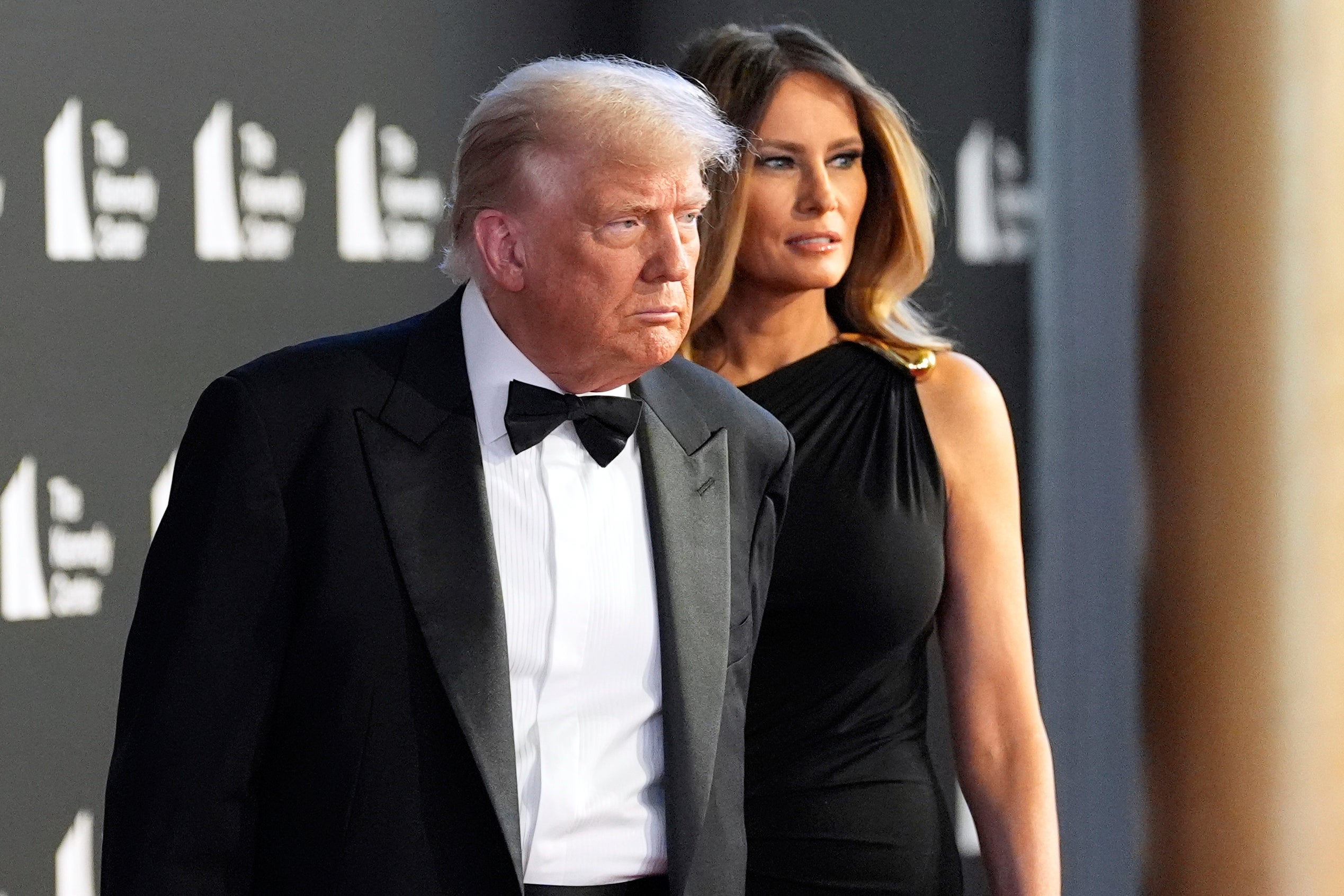 Donald Trump and first lady Melania Trump arrive for opening night of ‘Les Miserables’ at the Kennedy Center on Wednesday
