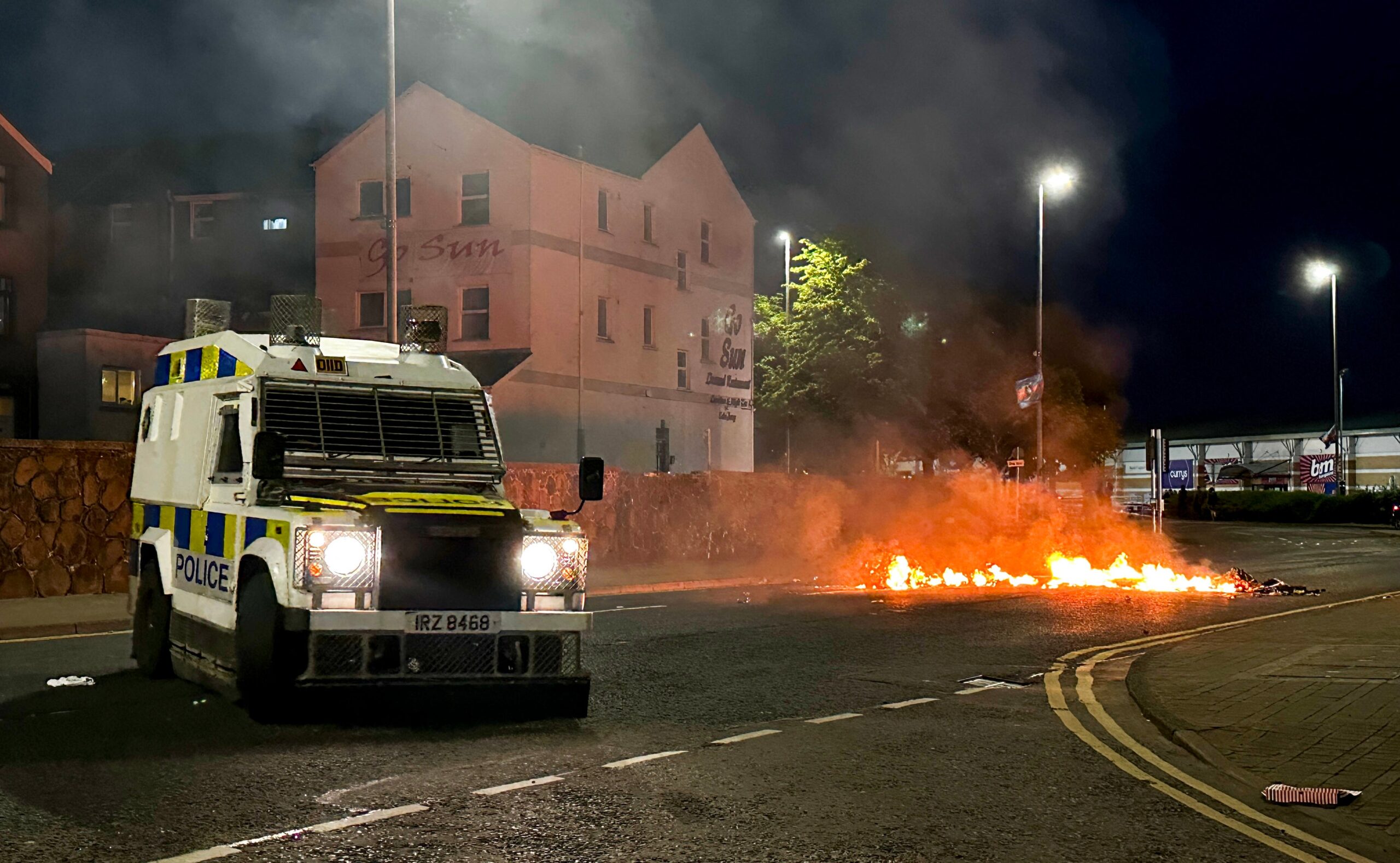 Violence has erupted in Ballymena
