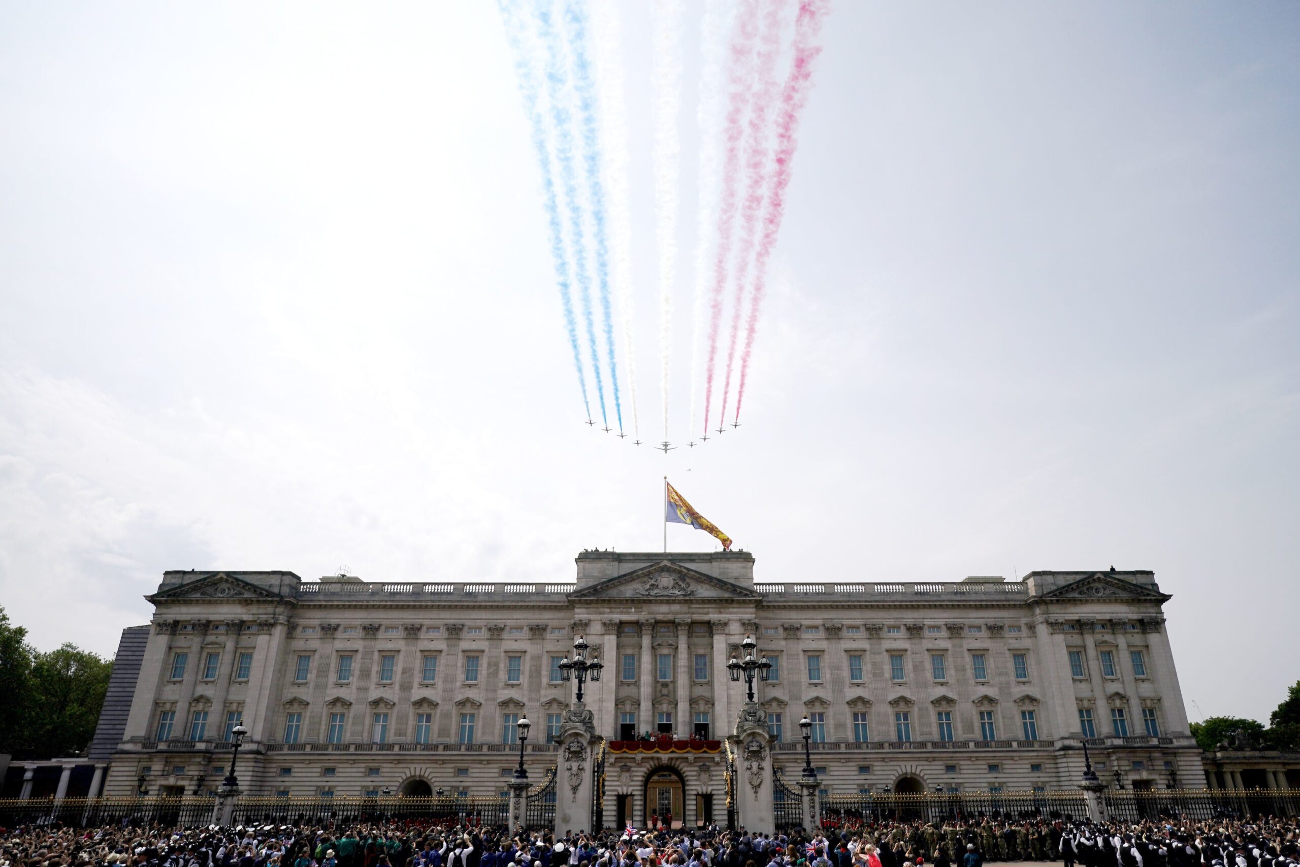 A flypast over Buckingham Palace, London
