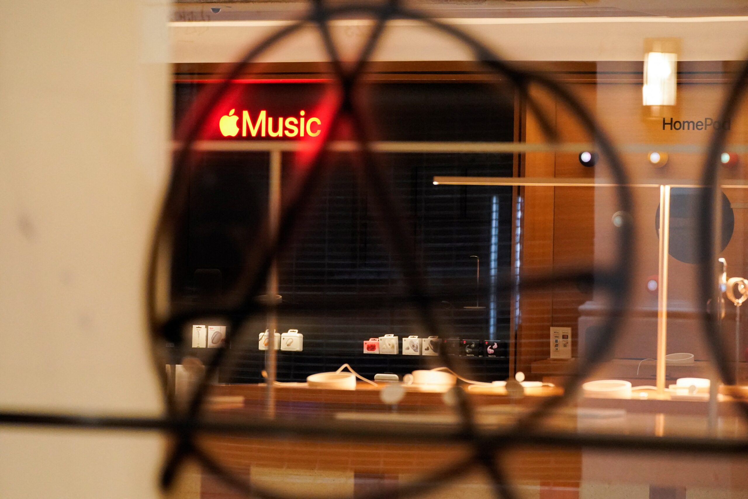 Graffiti was sprayed at an Apple store which was looted on Monday evening in downtown LA