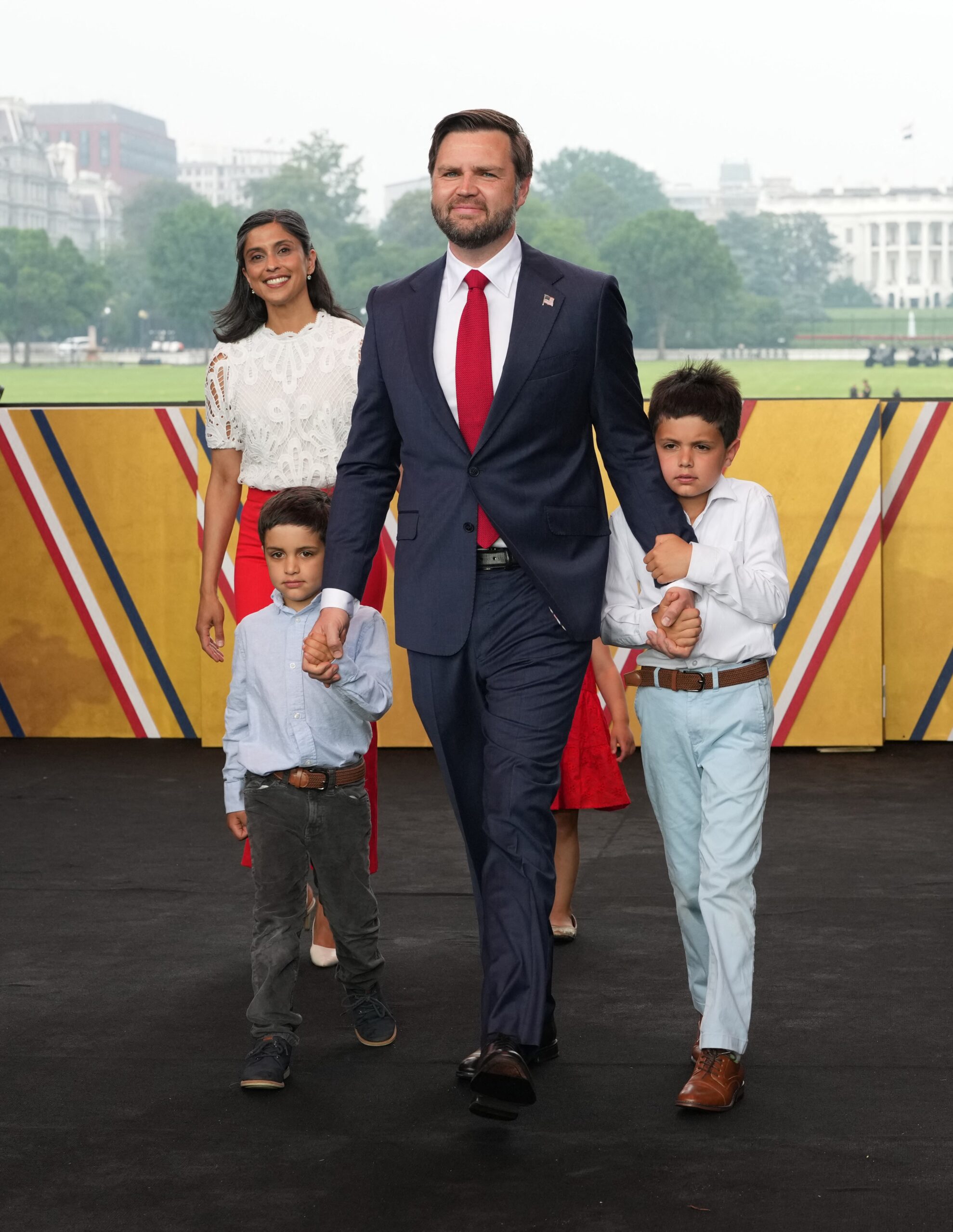 US Vice President JD Vance, his wife Usha Vance and their children attend the Army 250th Anniversary Parade i