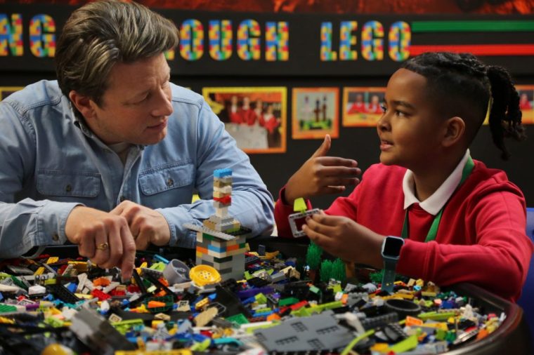 Pictured: Jamie Oliver visting schools Jamie?s Dyslexia Revolution Channel 4 TV still