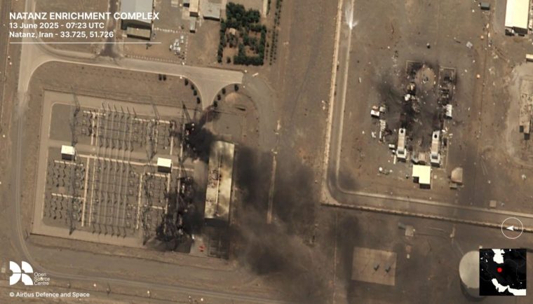 Overnight, Israeli strikes reportedly targeted strategic Iranian sites, including the Natanz nuclear facility, Iran's primary center for uranium enrichment. High-resolution imagery from @AirbusDefence captured on June 13, 2025, reveals significant damage to the facility.