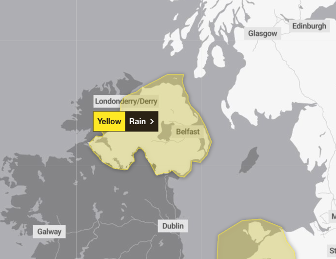 Met Office issues yellow weather warning for Northern Ireland