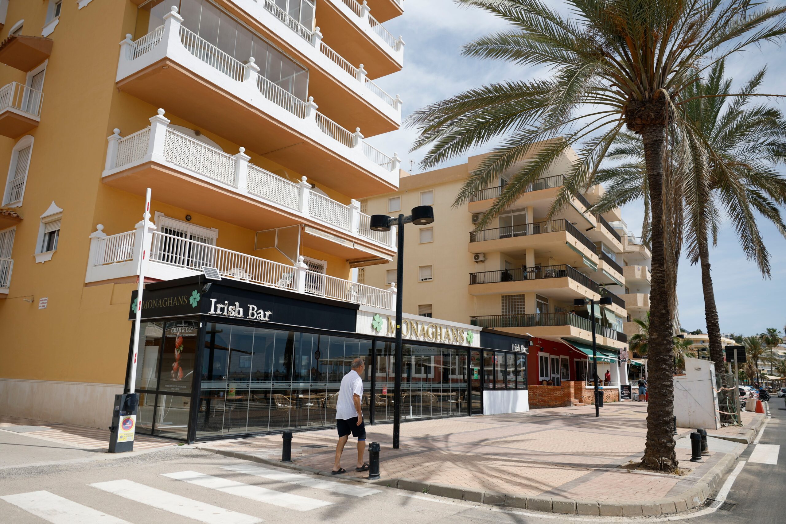 Outside Monaghans Bar in Fuengirola, Costa del Sol, Spain