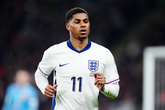 England’s Marcus Rashford during a 2026 World Cup qualifier against Latvia at Wembley