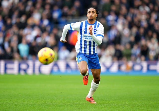 Joao Pedro chases the ball during a game for Brighton