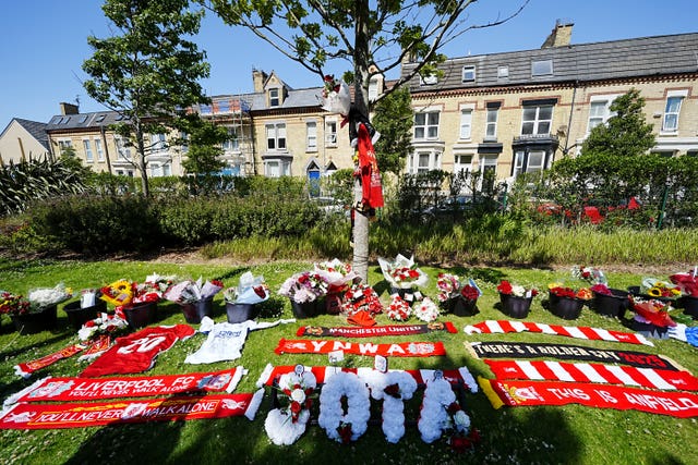 Tributes at Anfield, home of Liverpool, in memory of Diogo Jota who has died at the age of 28