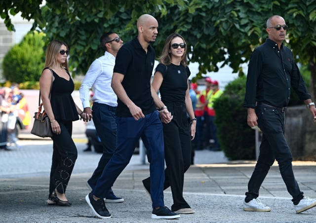 Former Liverpool player Fabinho arrives at the funeral of Diogo Jota