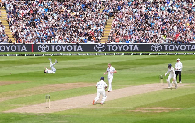England’s Ben Stokes (centre right) reacts after Zak Crawley (left) misses a catch