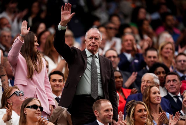 Sir Geoff Hurst in the Royal Box on day six of Wimbledon