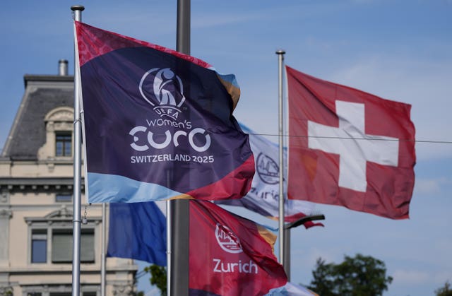 Euro 2025 and Switzerland flags