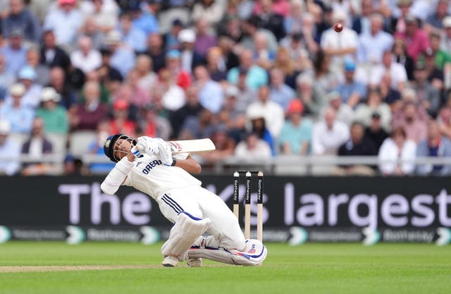 India’s Yashasvi Jaiswal strikes the ball for four