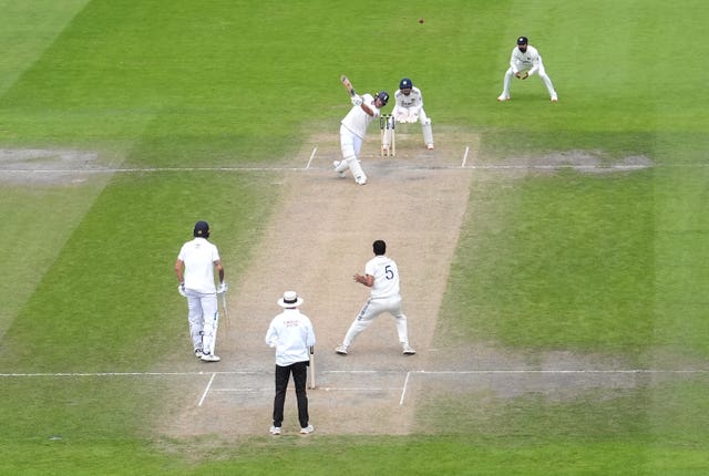 Ben Stokes hits a six