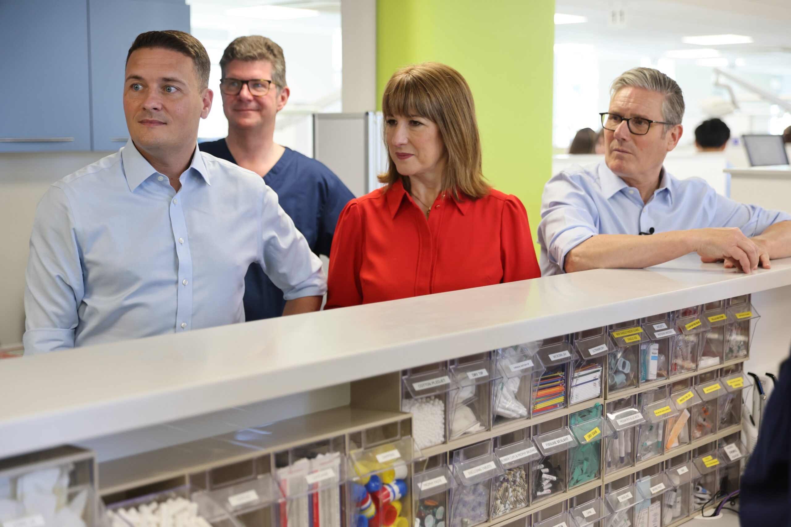 Chancellor of the Exchequer Rachel Reeves, Prime Minister Sir Keir and Health Secretary Wes Streeting at the launch of the Government’s 10-year health plan (Jack Hill/The Times/PA)