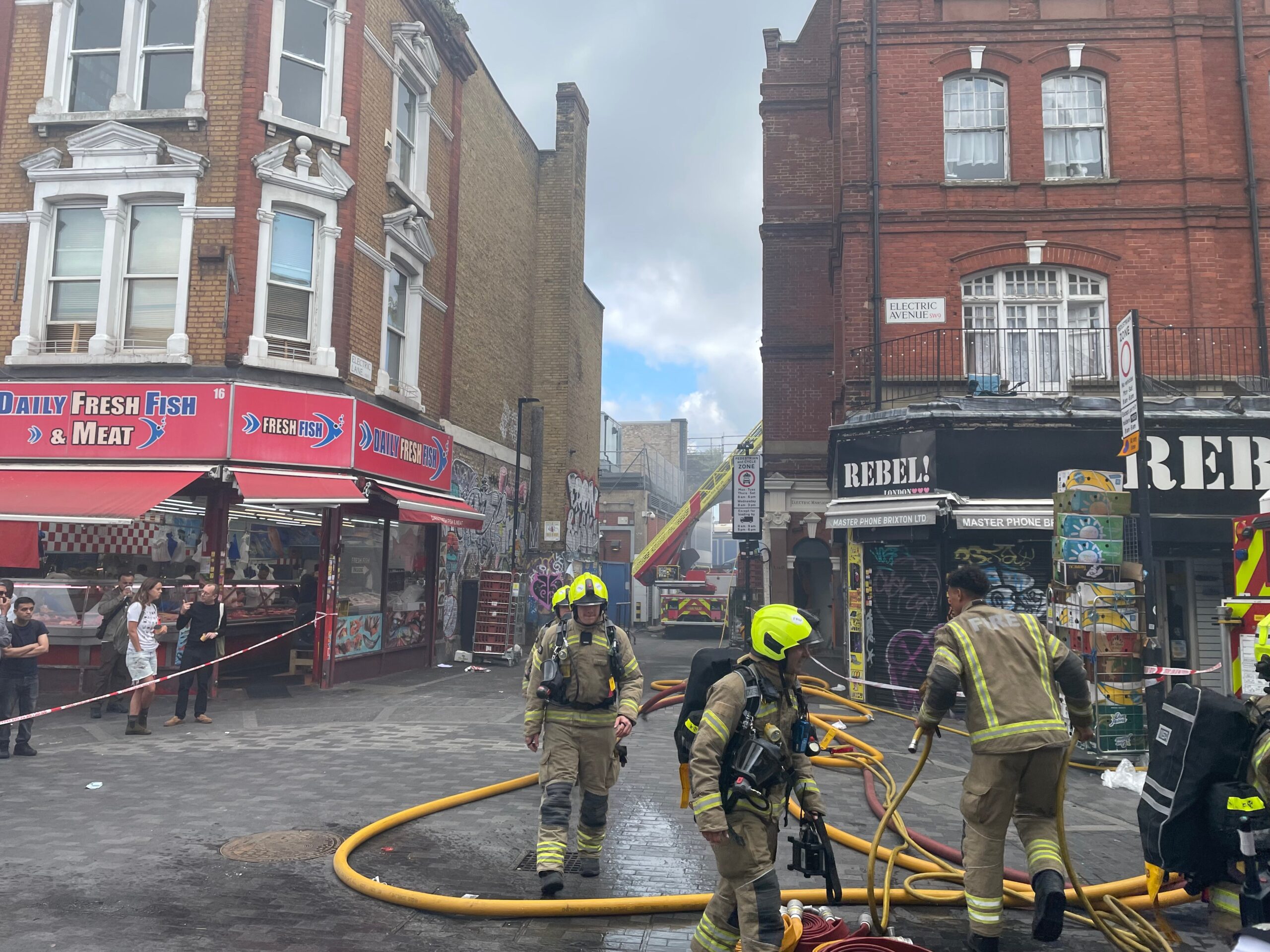 Ten fire engines are attending the blaze on Electric Avenue in Brixton