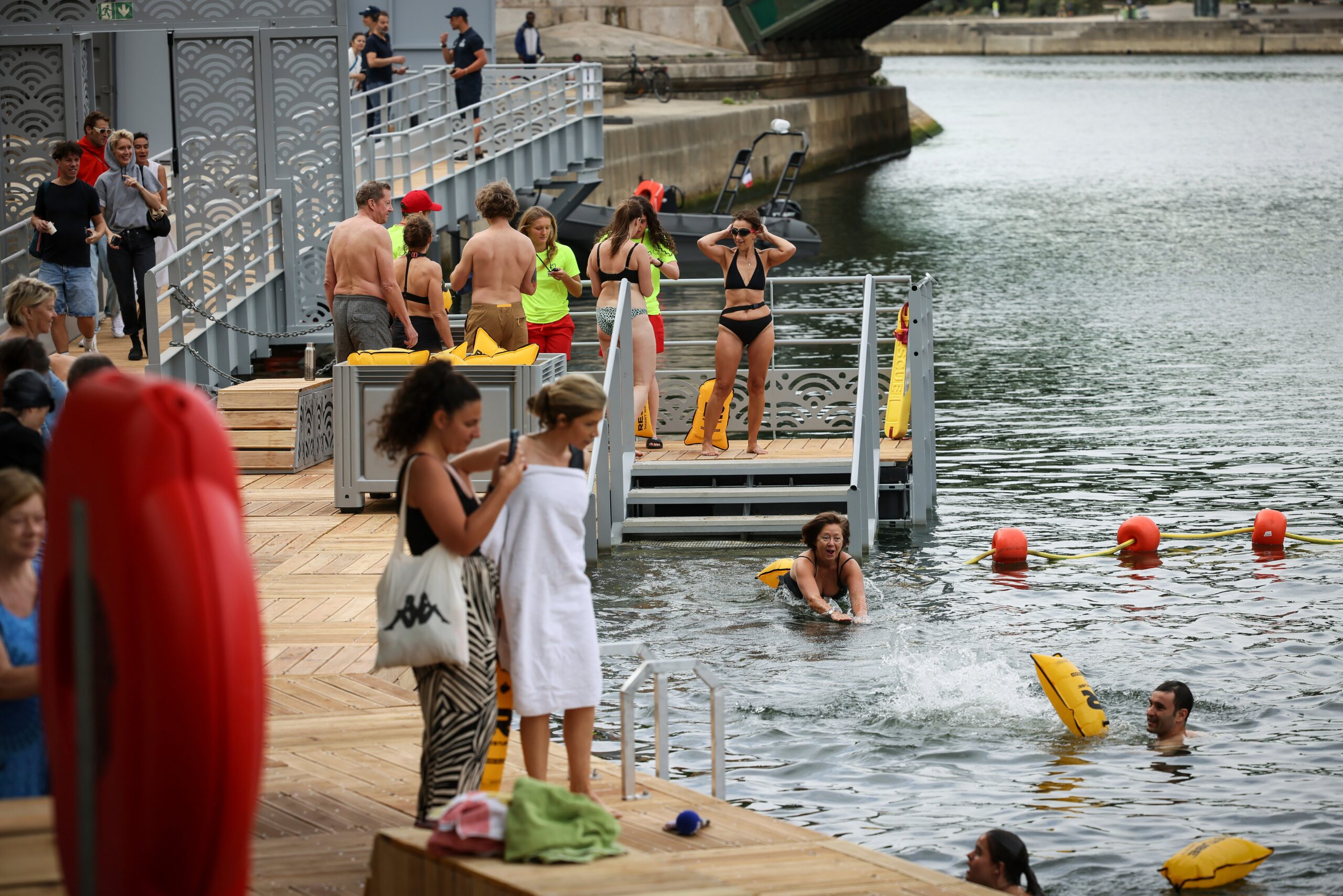 Swimmers this morning could be heard cheering âitâs warmâ as they jumped in