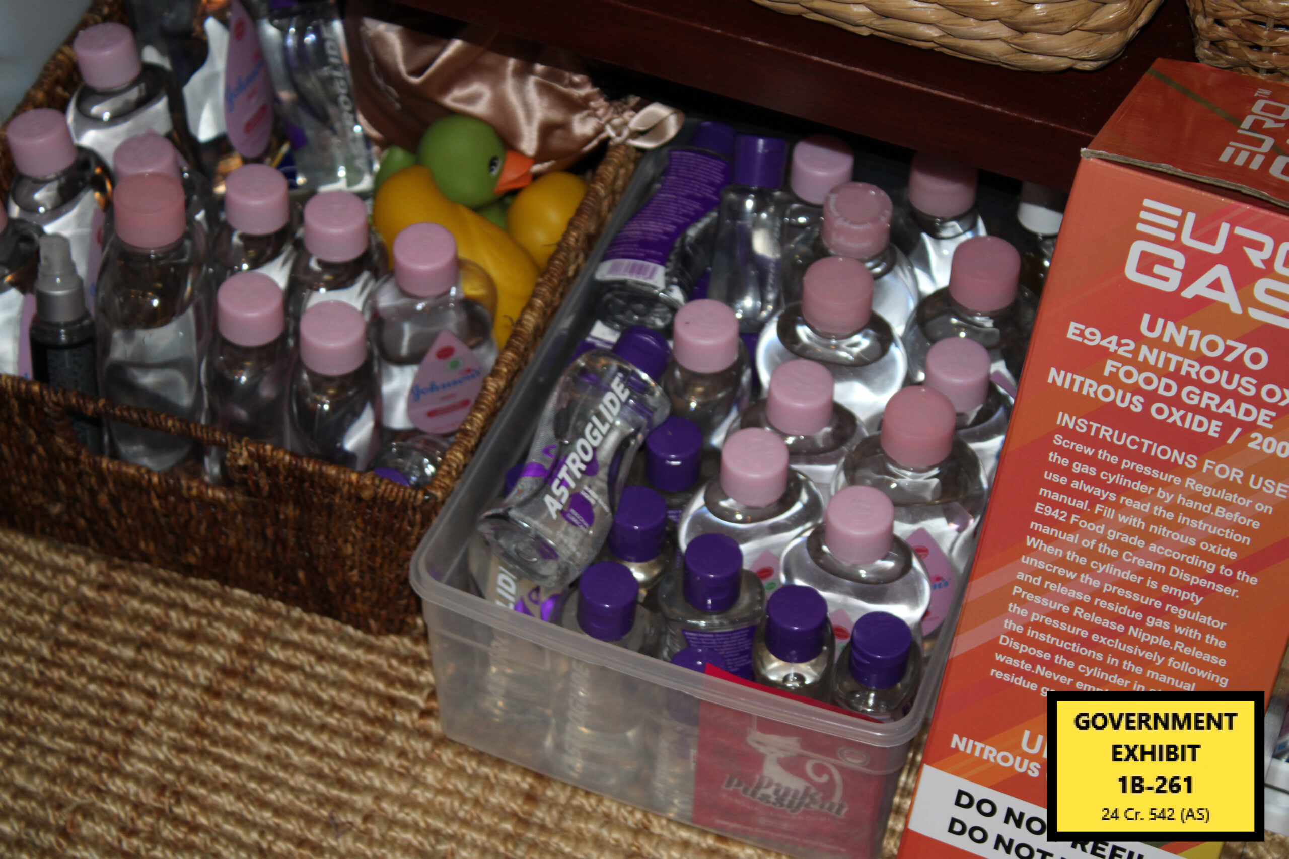 Baskets of Astroglide and baby oil were discovered in Combs' Miami home