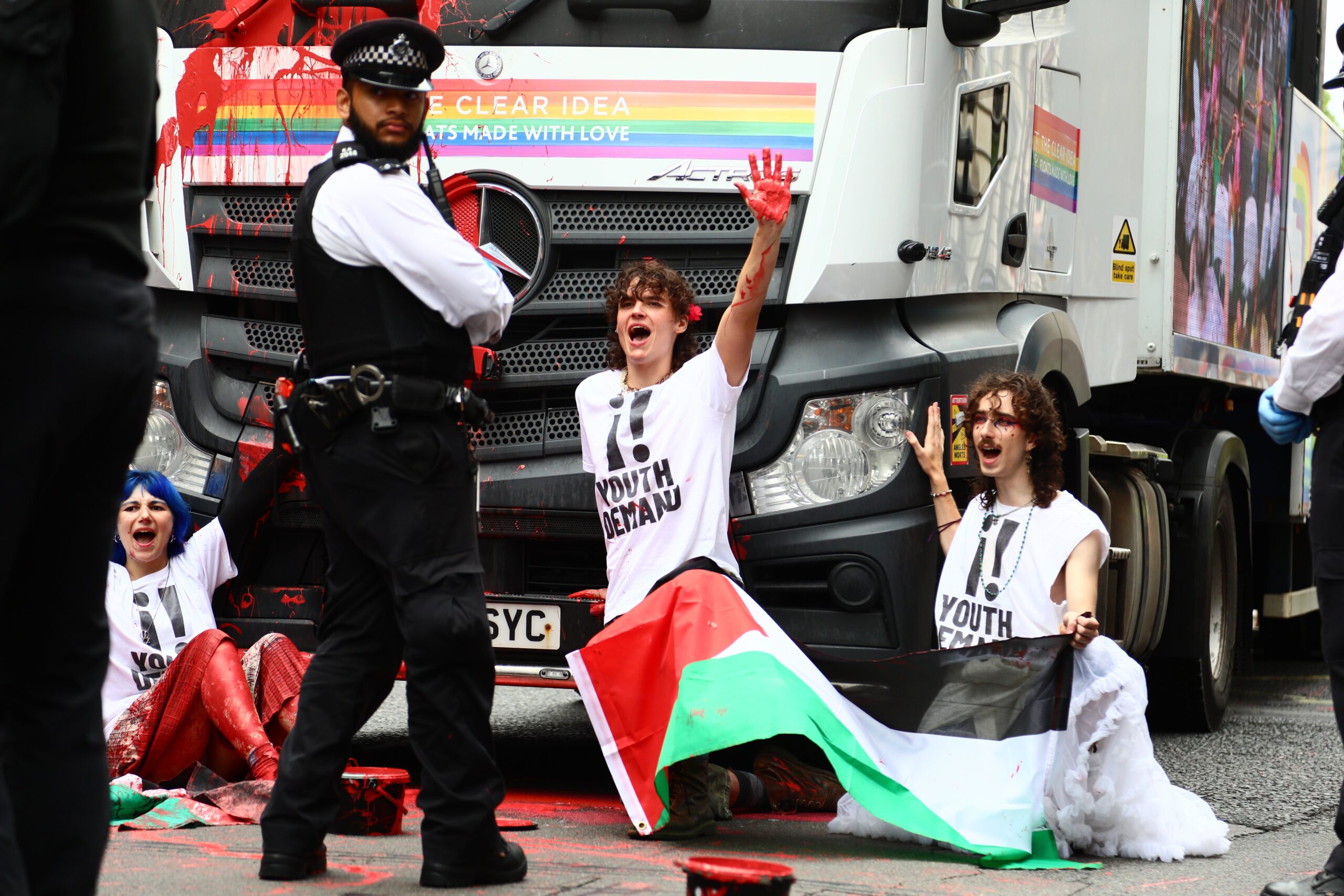Younth demand protesters block parade route