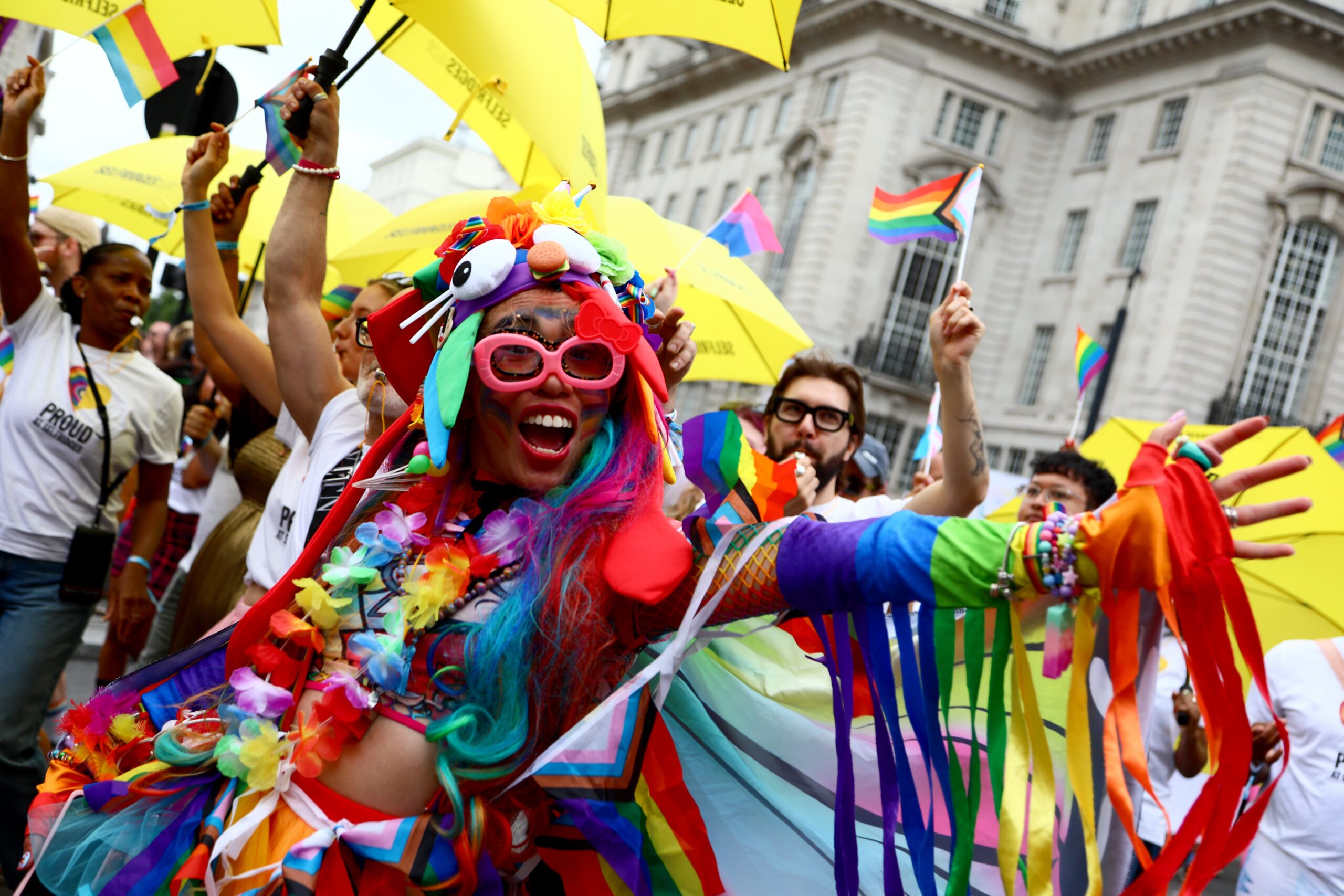 The colourful festival took place on a rainy afternoon in London