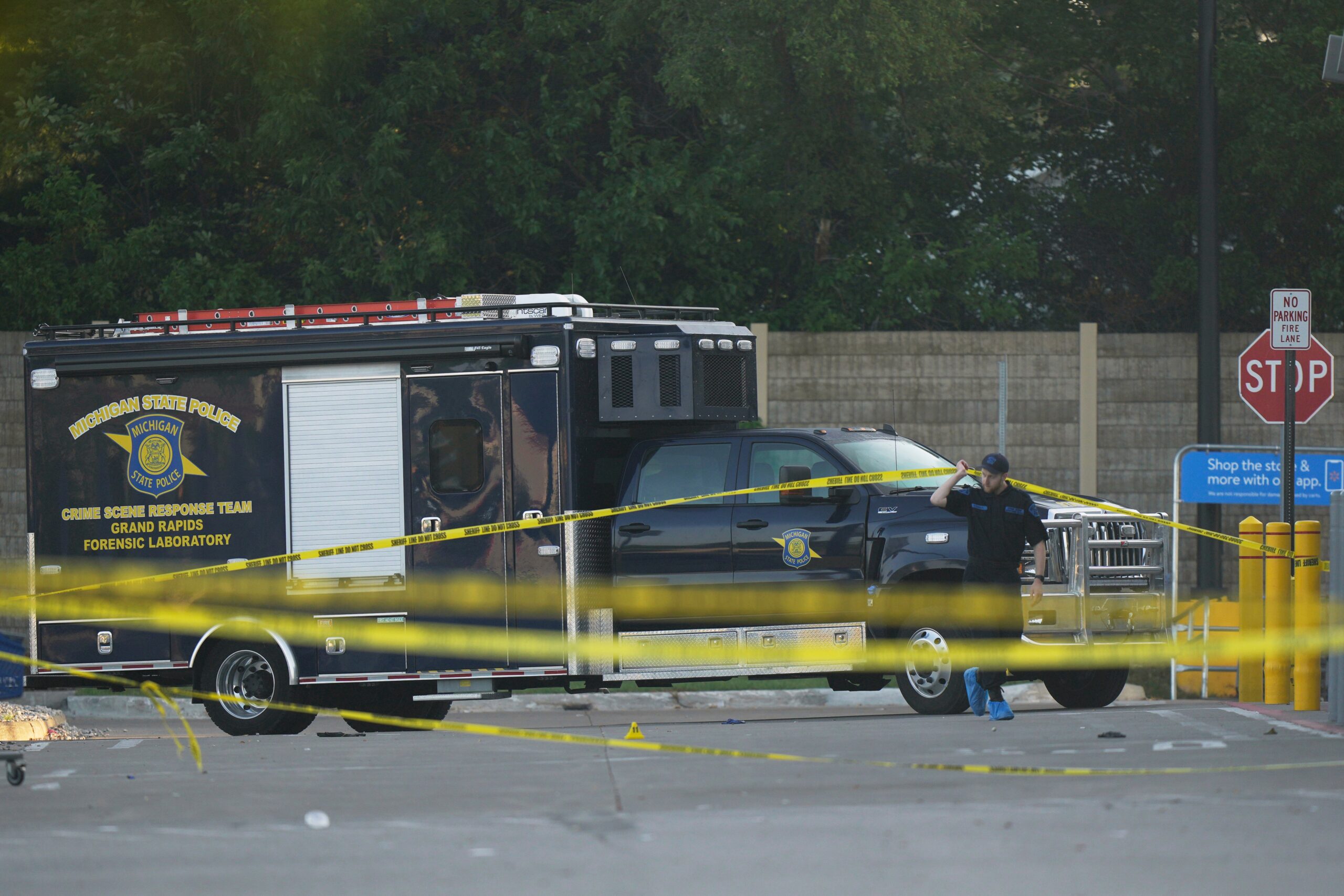 Images showed a fire truck, multiple police vehicles and uniformed first responders outside the store following the incident