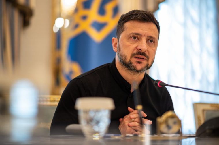 KYIV, UKRAINE - JUNE 4: Ukrainian President Volodymyr Zelenskyy speaks at a press conference in Kyiv, Ukraine, on June 4, 2025. The press conference took place after the Russia-Ukraine talks in Istanbul. (Photo by Danylo Antoniuk/Anadolu via Getty Images)