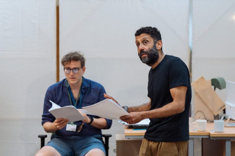 THE ESTATE by Rehearsals ; Cast: Adeel Akhtar, Shelley Conn, Dinita Gohil, Thusitha Jayasundera, Humphrey Ker, Fode Simbo, and Helena??? Wilson ; Director: Daniel Raggett ; Staff Director: Molly Stacey ; Casting Director: Bryony Jarvis-Taylor CDG ; National Theatre ; Dorfman Theatre ; London, UK ; 13 June 2025 ; Credit and copyright: Helen Murray ; www.helenmurrayphotos.com Image from https://www.nationaltheatre.org.uk/communications/