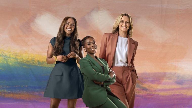 Undated BBC Handout Photo from UEFA Women's Euro 2025. Pictured: ALEX SCOTT, JEANETTE KWAKYE, GABBY LOGAN. PA Feature SHOWBIZ TV A Very British Scandal. WARNING: This picture must only be used to accompany PA?Feature SHOWBIZ TV Euros. PA Photo. Picture credit should read: BBC. NOTE TO EDITORS: This picture must only be used to accompany PA Feature SHOWBIZ TV Euros. WARNING: Use of this copyright image is subject to the terms of use of BBC Pictures' BBC Digital Picture Service. In particular, this image may only be published in print for editorial use during the publicity period (the weeks immediately leading up to and including the transmission week of the relevant programme or event and three review weeks following) for the purpose of publicising the programme, person or service pictured and provided the BBC and the copyright holder in the caption are credited. Any use of this image on the internet and other online communication services will require a separate prior agreement with BBC Pictures. For any other purpose whatsoever, including advertising and commercial prior written approval from the copyright holder will be required.