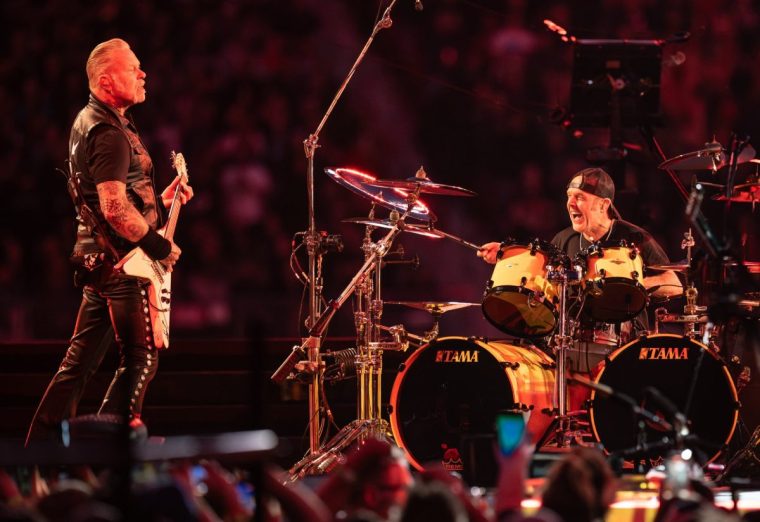SANTA CLARA, CALIFORNIA - JUNE 20: (L-R) James Hetfield and Lars Ulrich of Metallica perform at Levi's Stadium on June 20, 2025 in Santa Clara, California. (Photo by Steve Jennings/Getty Images)