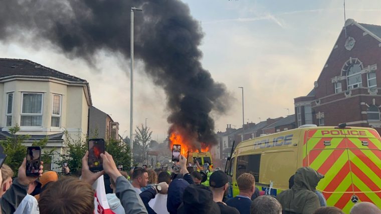 Pictured: Riots in Southport, 30 July, 2024