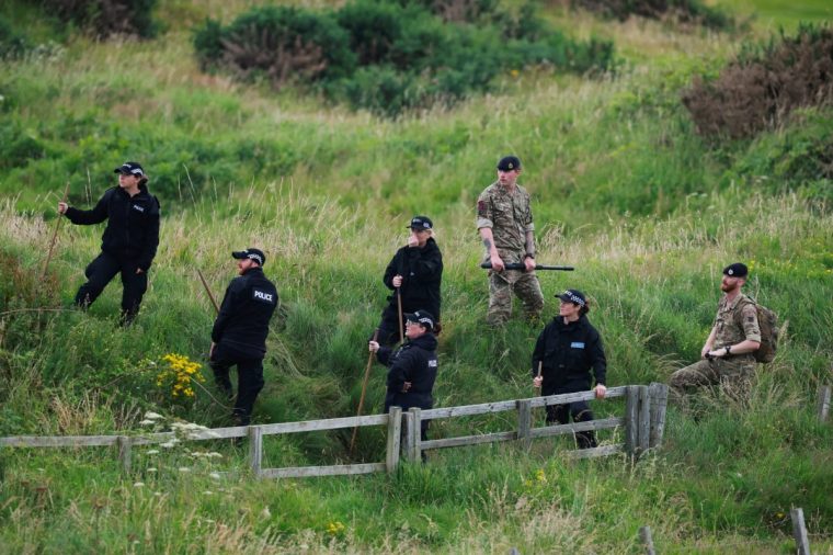 Security personnel check the Trump Turnberry resort golf course, during U.S. President Donald Trump's visit to Scotland, in Turnberry, Scotland, Britain, July 26, 2025. REUTERS/Phil Noble