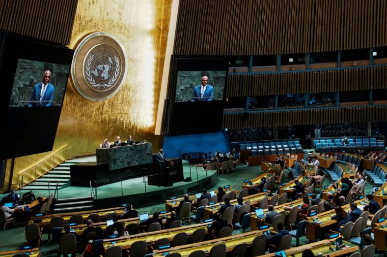 Britain's Foreign Secretary David Lammy addresses during a High-level International Conference for the Peaceful Settlement of the Question of Palestine and the Implementation of the Two-State Solution at U.N headquarters in New York City, U.S., July 29, 2025. REUTERS/Eduardo Munoz