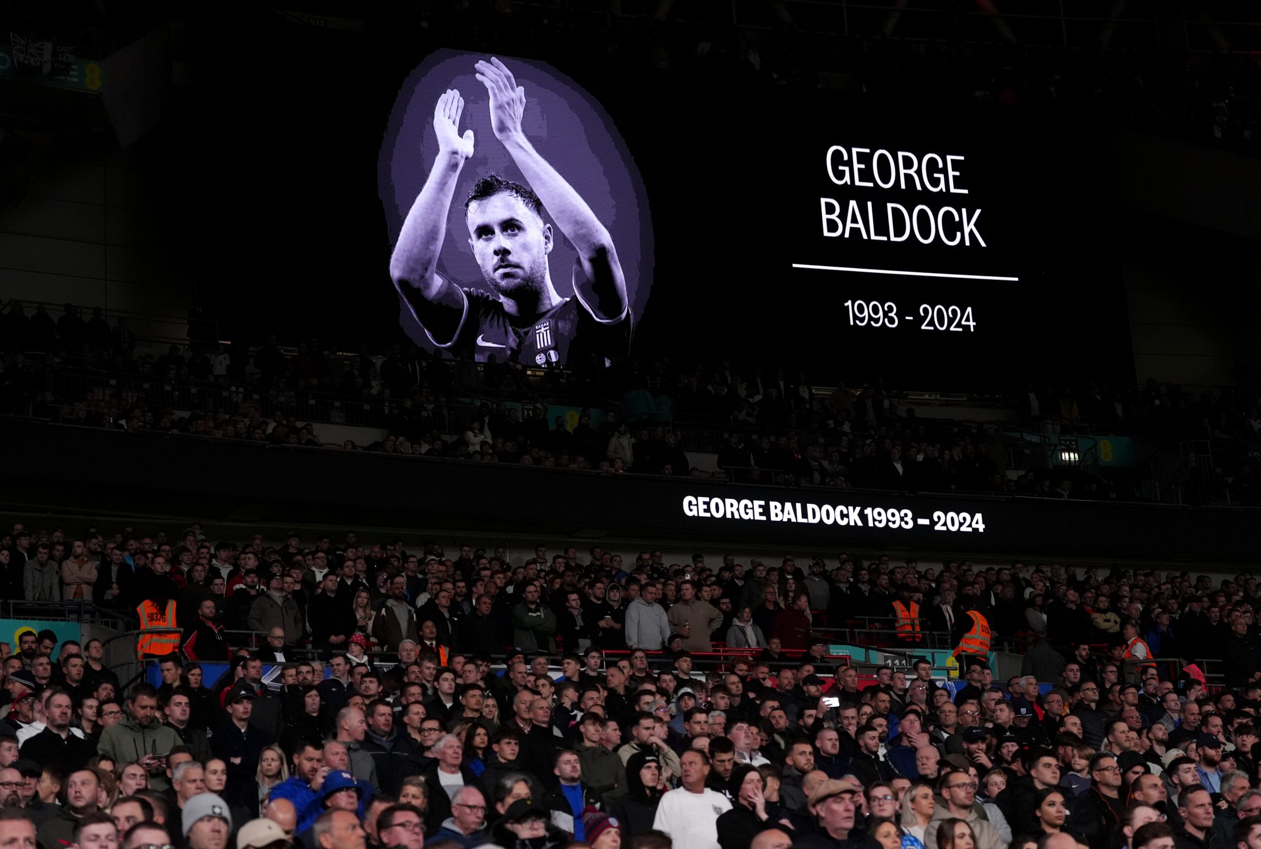 Wembley Stadium paid tribute to Baldock the day after his death