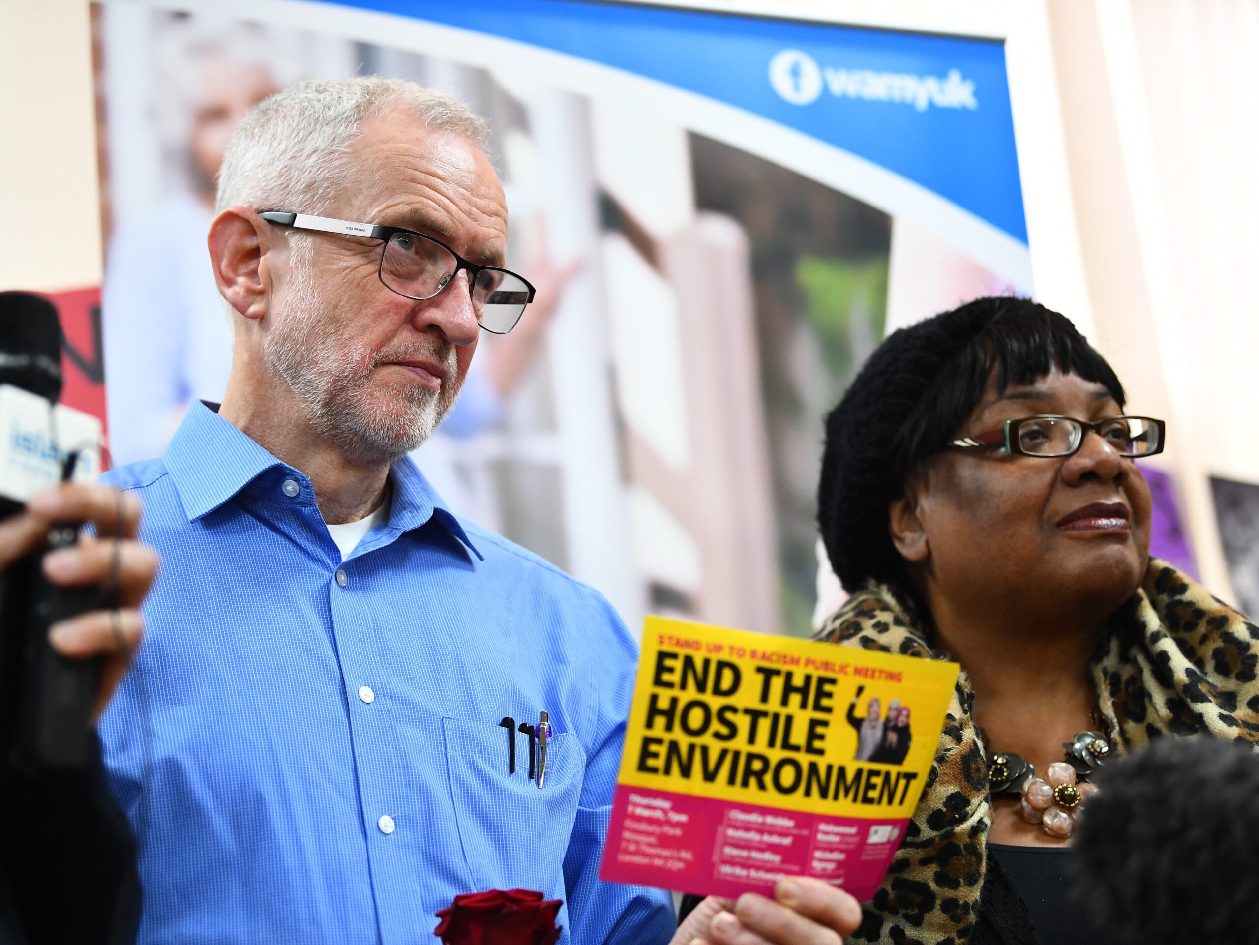 Former Labour leader Jeremy Corbyn and then-shadow home secretary Diane Abbott during a visit to Finsbury Park Mosque in 2019 (Victoria Jones/PA