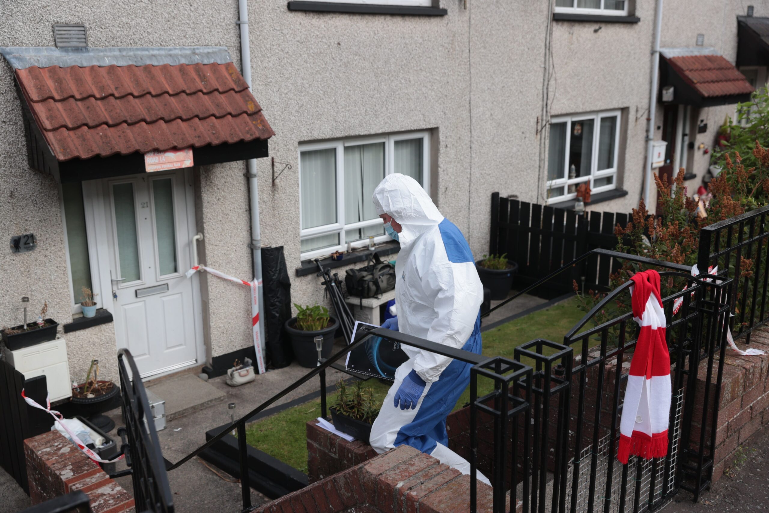 Police at a house in the Marian Park area of Downpatrick, Co Down