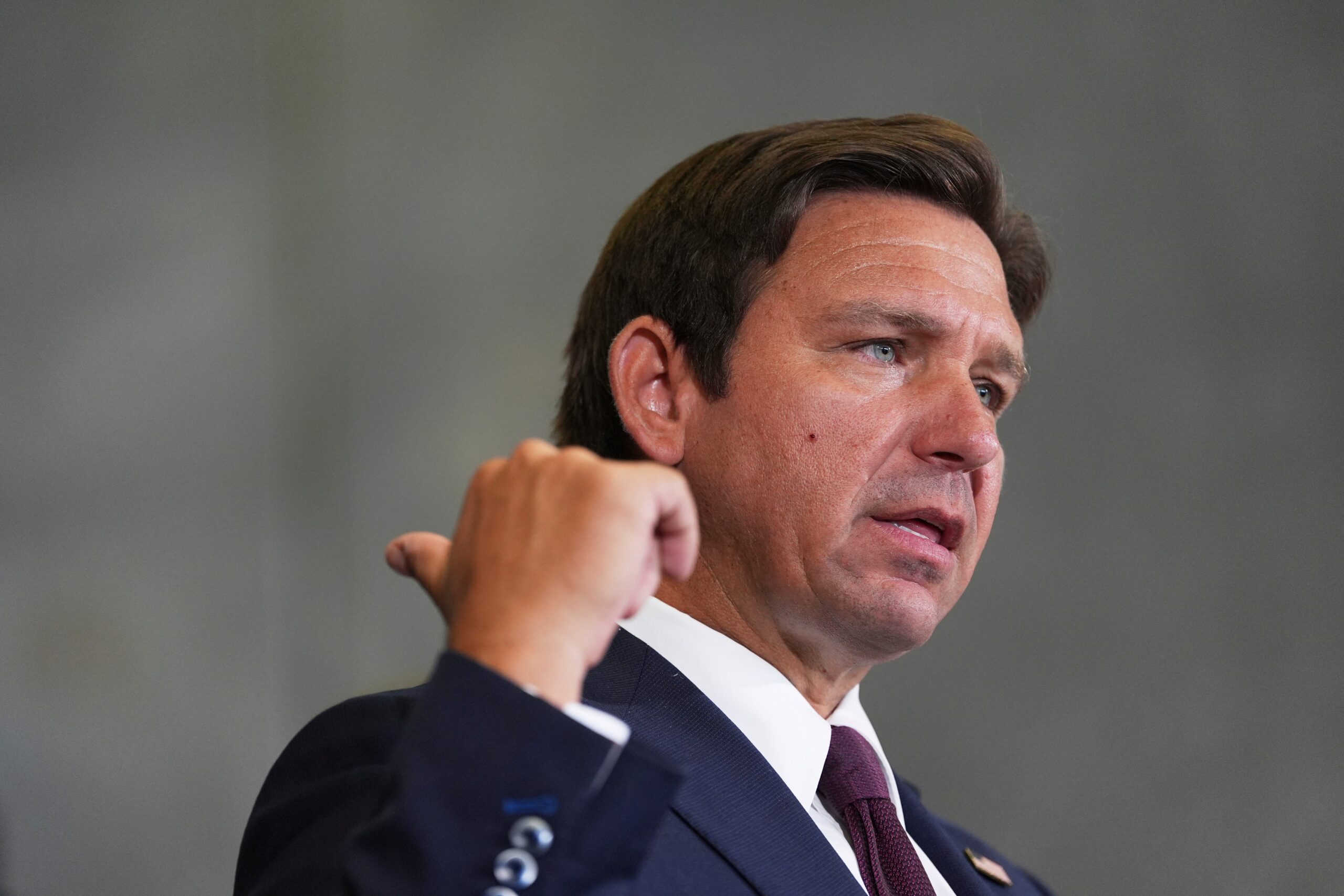 Florida Gov. Ron DeSantis speaks during a news conference about a recent immigration enforcement operation, at the South Florida office of U.S. Immigration and Customs Enforcement and Enforcement and Removal Operations, May 1, 2025, in Miramar, Fla. (AP Photo/Rebecca Blackwell, file)