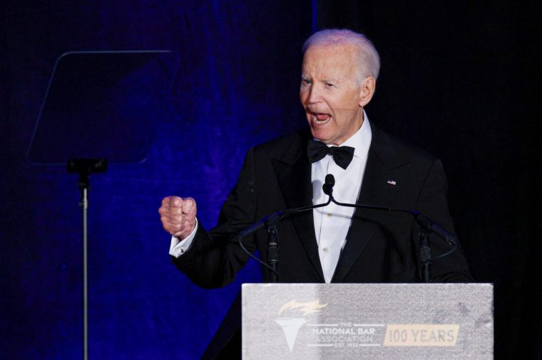 Former U.S. President Joe Biden speaks at the National Bar Association???s 100th Annual Awards Gala in Chicago, Illinois, U.S. July 31, 2025. REUTERS/Kamil Krzaczynski