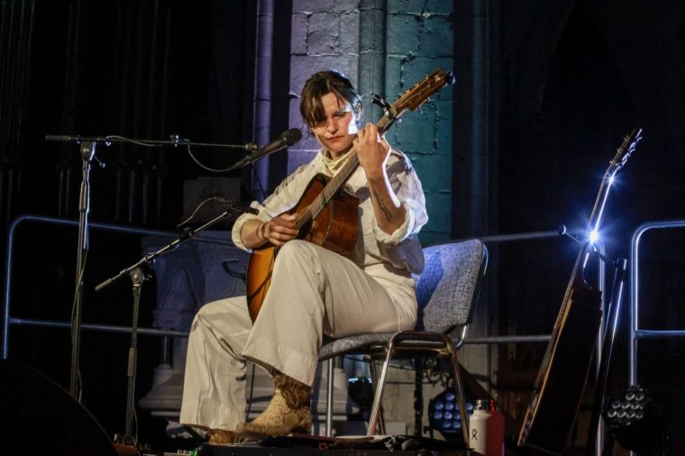 KILKENNY, IRELAND - APRIL 20: Adrianne Lenker performs at St Canice's Cathedral on April 20, 2024 in Kilkenny, Ireland. (Photo by Debbie Hickey/Getty Images)