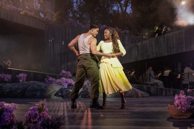 Louis Gaunt (Tommy Albright) & Danielle Fiamanya (Fiona MacLaren) Brigadoon Regent's Park Open Air Theatre Credit: Mark Senior Provided by freya@joallanpr.com