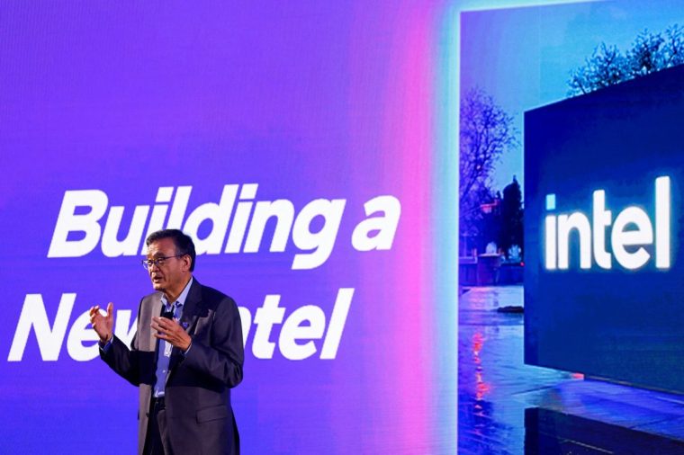 FILE PHOTO: Intel CEO Lip-Bu Tan makes a speech on stage in Taipei, Taiwan May 19, 2025. REUTERS/Ann Wang/File Photo