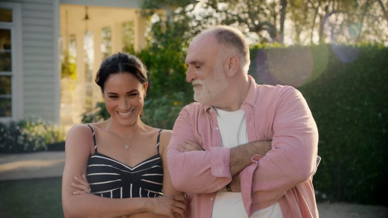 With Love, Meghan. (L to R) Meghan, Duchess of Sussex, Jos?? Andr??s in episode 208 of With Love, Meghan. Cr. Courtesy of Netflix ?? 2025 With Love, Meghan Season 2 TV still Netflix
