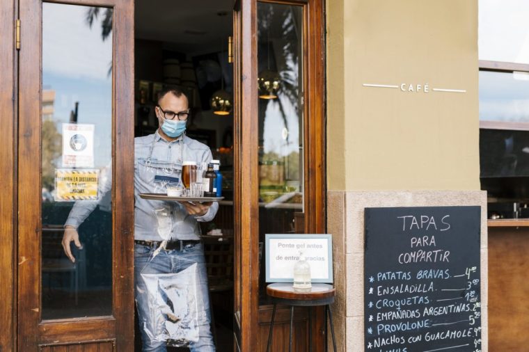 Valencia, Spain. Waiter in a bar working