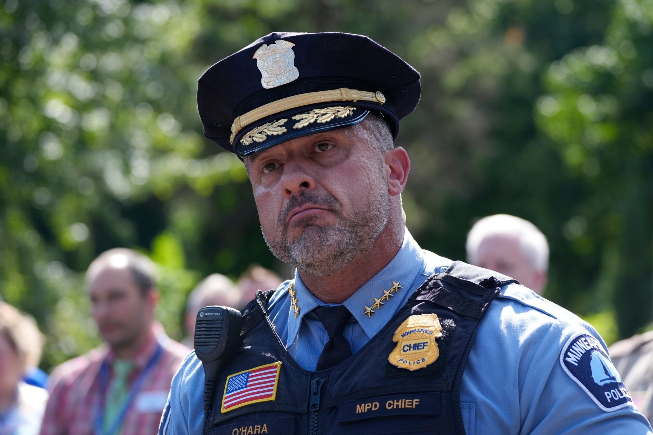 Minneapolis Police Chief Brian O'Hara outside the Annunciation Catholic School following a shooting that killed two children